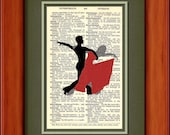 Dictionary Art Print - Ball Room Dancers - 6 3/4" x 9 3/4" - Art Print on Upcycled Dictionary Page