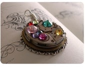 Steampunk Necklace steampunk pendant  Crystal Pendant Swarovski