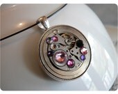 Steampunk Pendant Swarovski pendant crystal Necklace Russian watchmovement