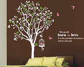 Large Spring Tree with 2 colors leaves -82 Inches tall -Vinyl Wall Decal Sticker Art,Wall Hanging, Mural