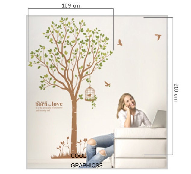 Large Spring Tree -82 Inches tall -Vinyl Wall Decal Sticker Art, Mural,Wall Hanging