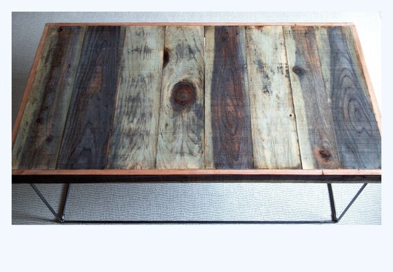 Barnwood Coffee Table - Industrial Furniture - Rustic Barnwood Coffee Table with Box Top and Steel Box Frame