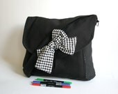Black Messenger  Bag Black and White Gingham  Bow Adjustable strap For Women For New Mom