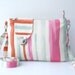 Colorful Striped Midi Messenger  Bag  Wirstlet and  shoulder Adjustable strap Zipper Closure