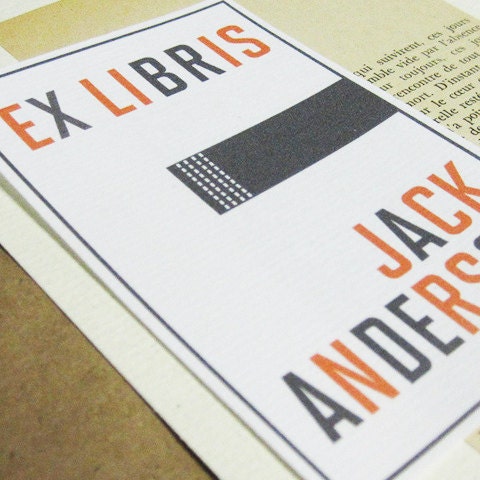 Personalized Bookplate  Bauhaus Style, Set of 24