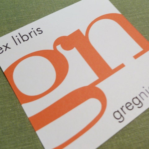 Personalized Bookplate Modern Ex Libris Monogram, Set of 24