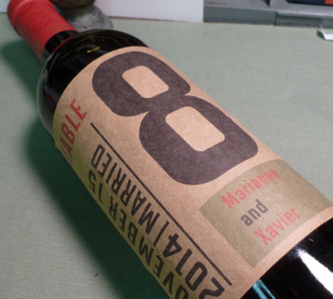 Wedding Wine Label  Table Numbers for weddings, parties, bauhaus style
