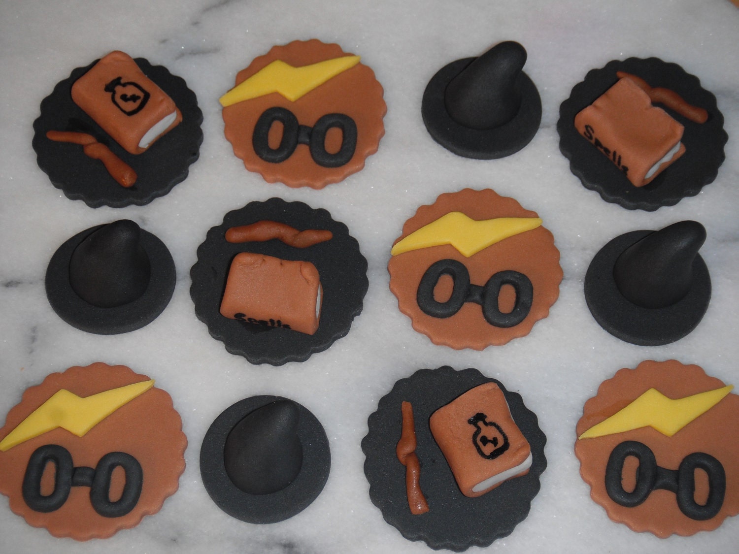 Harry Potter Inspired, Edible Fondant Cupcake Toppers