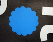100 - Bright BLUE - Hand punched Scalloped Circles 2.25 inches - crafting, tags, scrapbooking