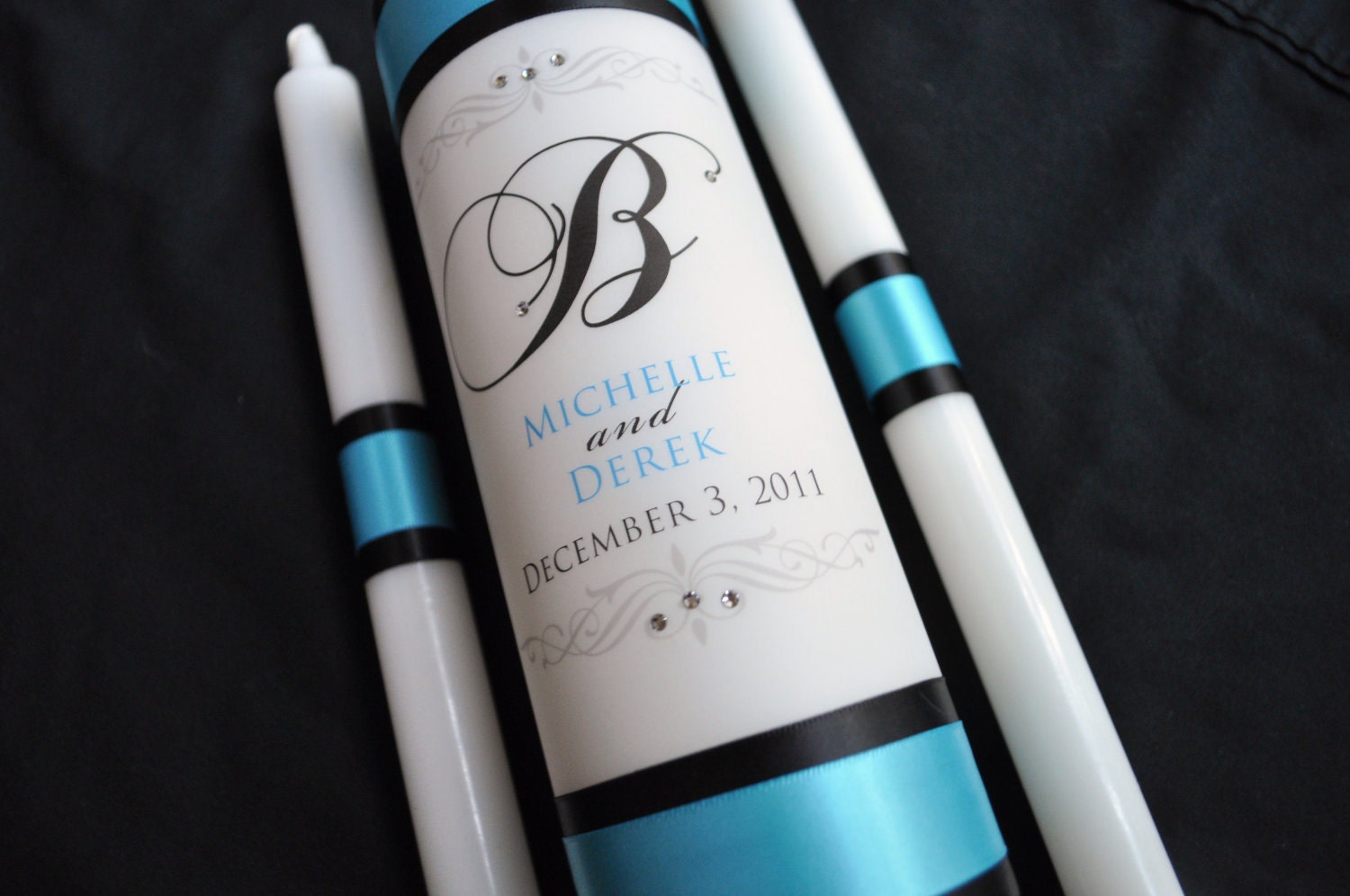 Monogram unity candle with crystals