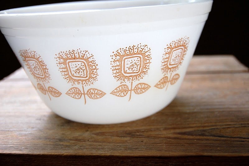 Federal Milk Glass Mod Flower Mixing Bowl