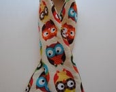 DSLR Ruffle Camera Strap Slip Cover- Owls with Rosette Pin
