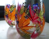 Next Day Shipping ROUSSEAU Inspired Stemless 20oz Wine Glasses Handpanted