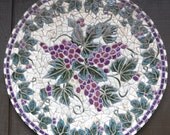 Mosaic Wall Art Handmade Ceramic Tile  "Grapes in the Round"