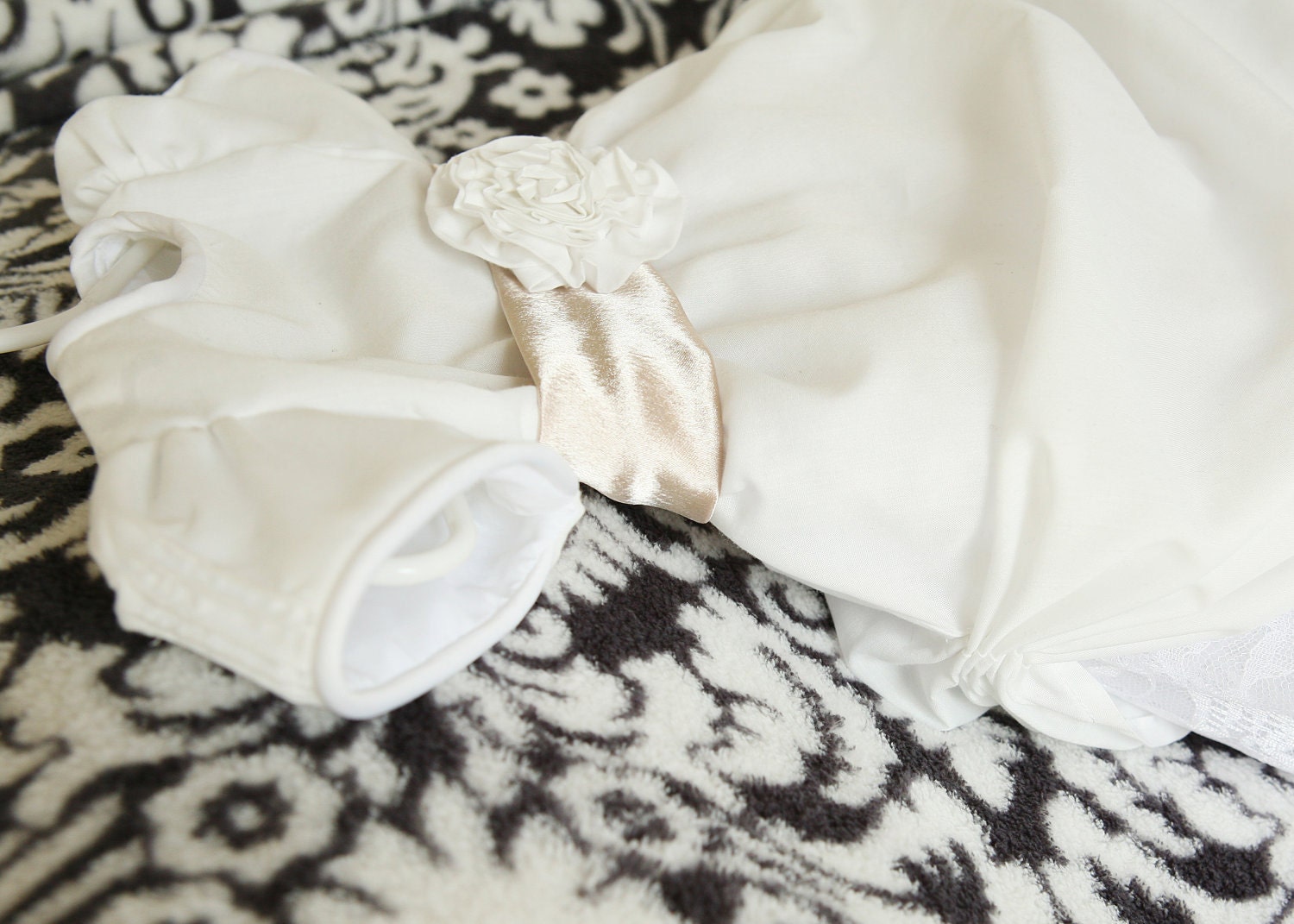 Historically inspired Lace, Satin and Cotton COLETTE  DRESS  SET with rose and hydrangea Headband
