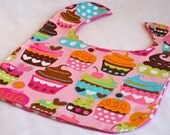 Pink Sweet Treats Polka Dot Fuchsia Bib