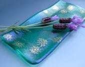 Fused glass dish with custom hand painted design and name(s) -  personalized keepsake, FREE SHIPPING (U.S. only)