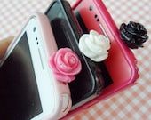 Rose earphone plug - pink, black, red, white (pick your color)