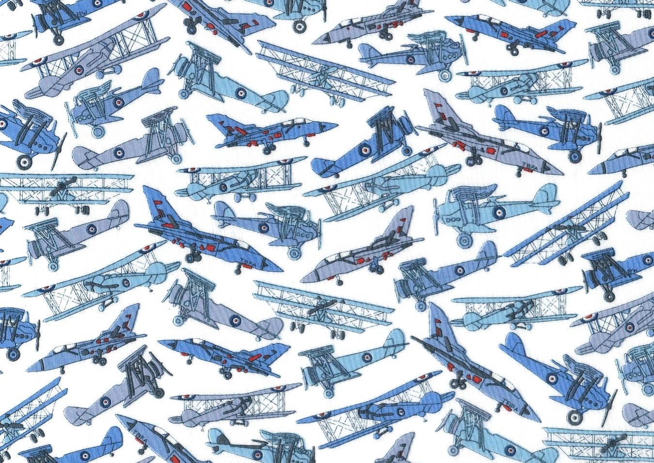 Aeroplane Liberty fabric, fat eighth 'Toms Jets' plane Liberty of London in blue