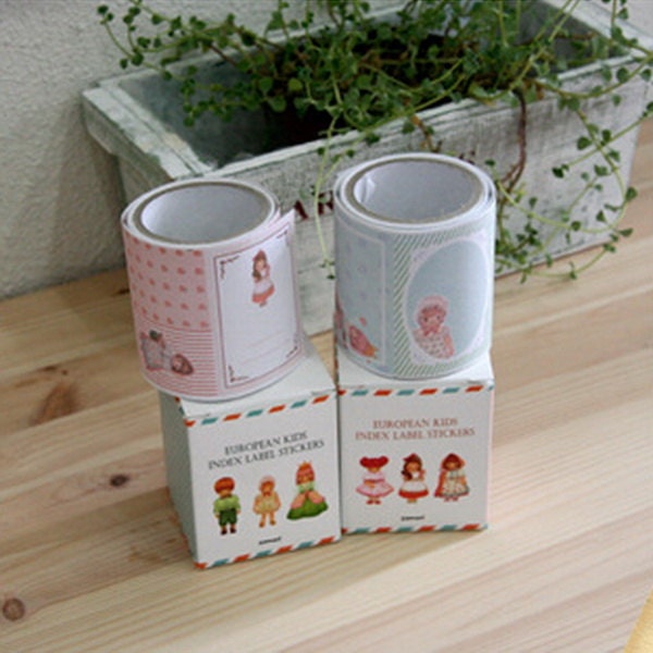 European Kids Index Label Stickers - 2 sets by random - 2.7 Yards