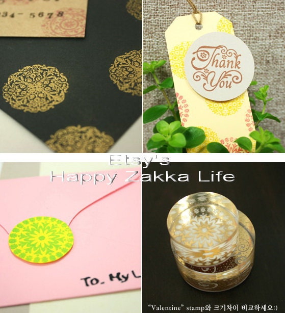 Crystal Square Stamp Set - Round Deco Pattern Series - 6 Pcs & 2 Ink Pads