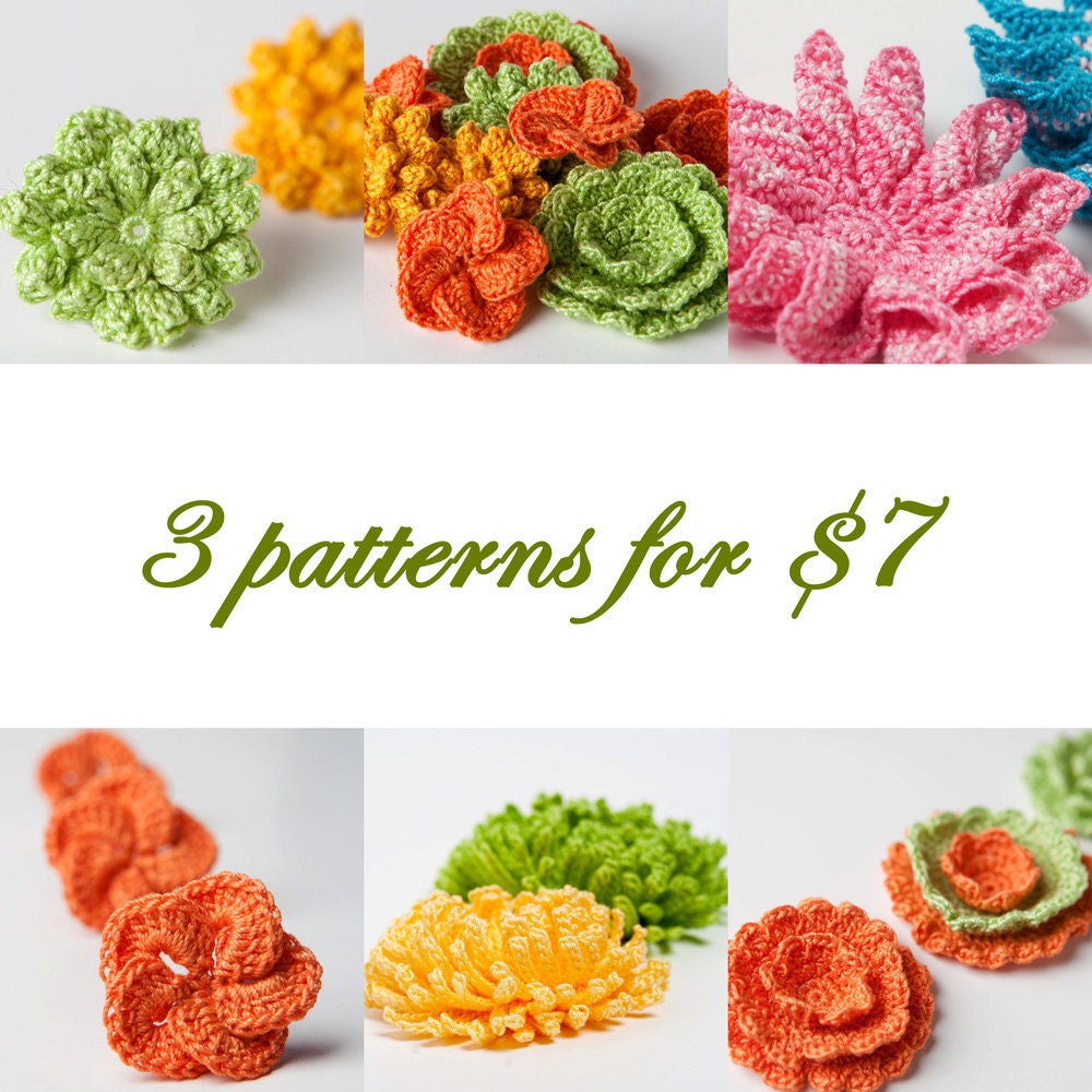 PDF PATTERN - Choose 3 flower or jewelry patterns and save
