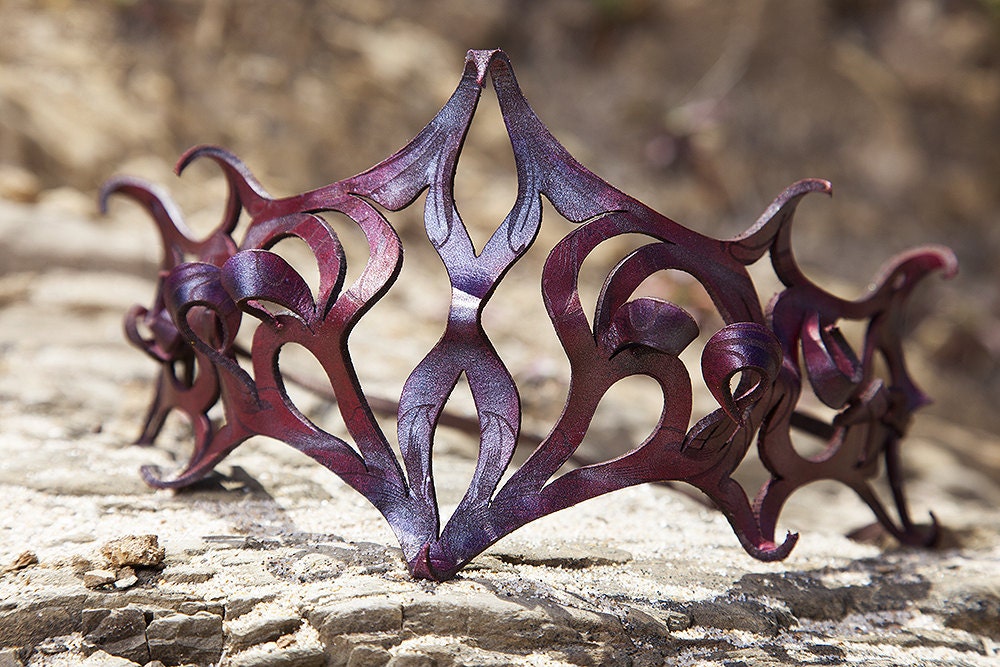 MADE To ORDER Intricate Featherlight Leather Filigree Faerie Tiara Crown, Queen 4 A Day, Hand sculpted, Costume, Wedding, Burning Man OOAK
