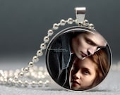 Twilight, Bella and Edward Altered Art Glass Dome Photo Pendant Necklace - no 998-1