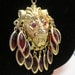 Reserved - Lion's Head Pendant Necklace with Red Dangles