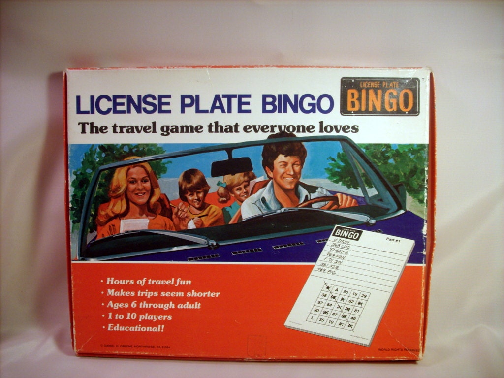 SALE / 1970s License Plate Bingo Travel Game / Vintage / Retro