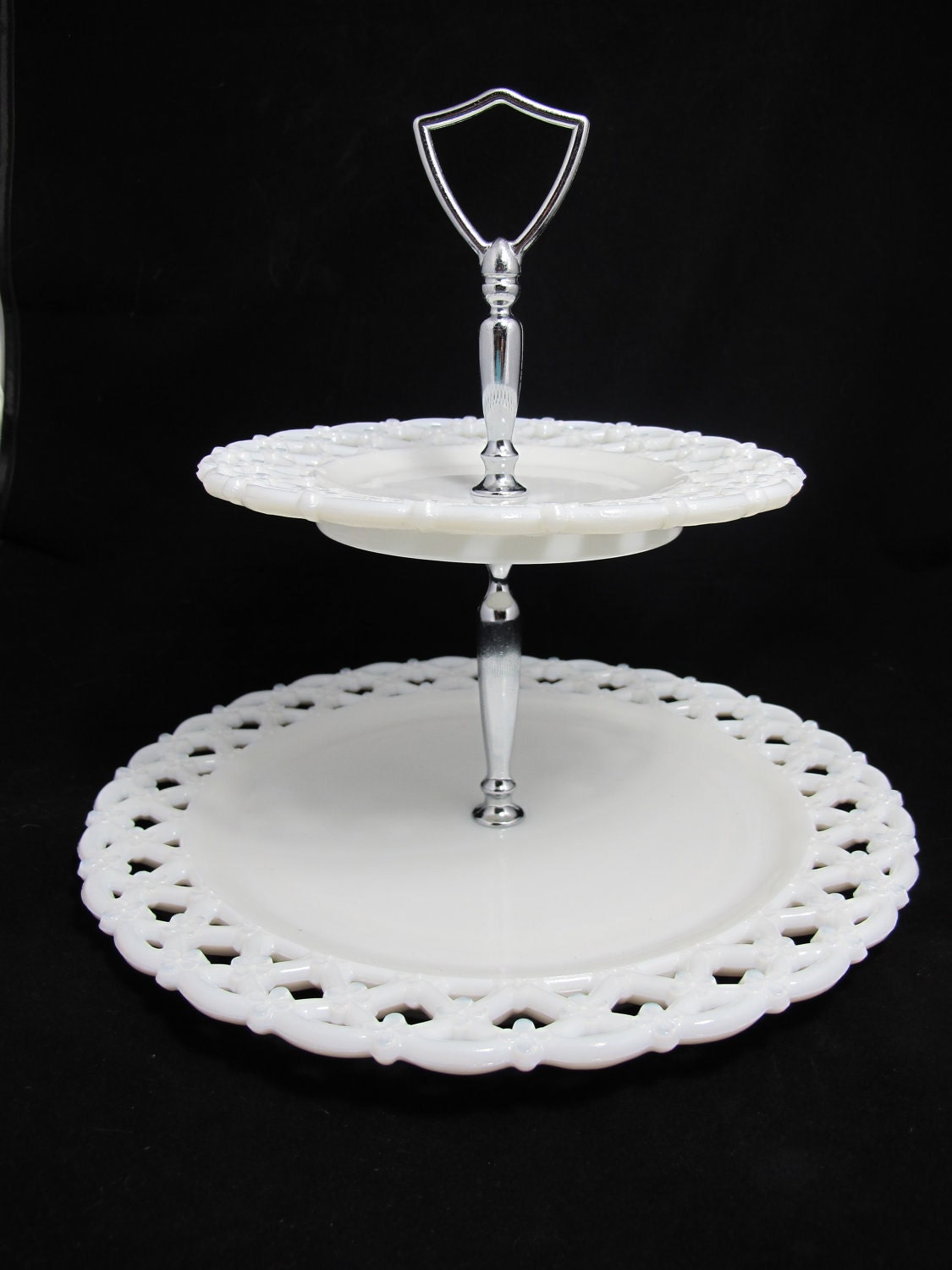 Vintage Lace Edge Milk Glass Serving Tray or Tid Bit Tray made by Westmoreland
