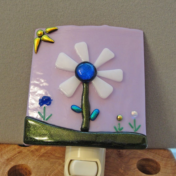 Dichroic Fused Glass Night Light Home Decor Lighting Housewares Flower