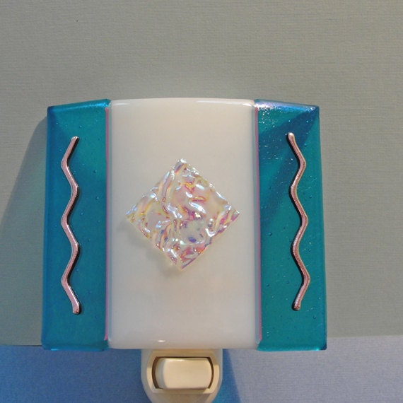 Dichroic Fused Glass Night Light -  Lighting Blue Home Decor Housewares