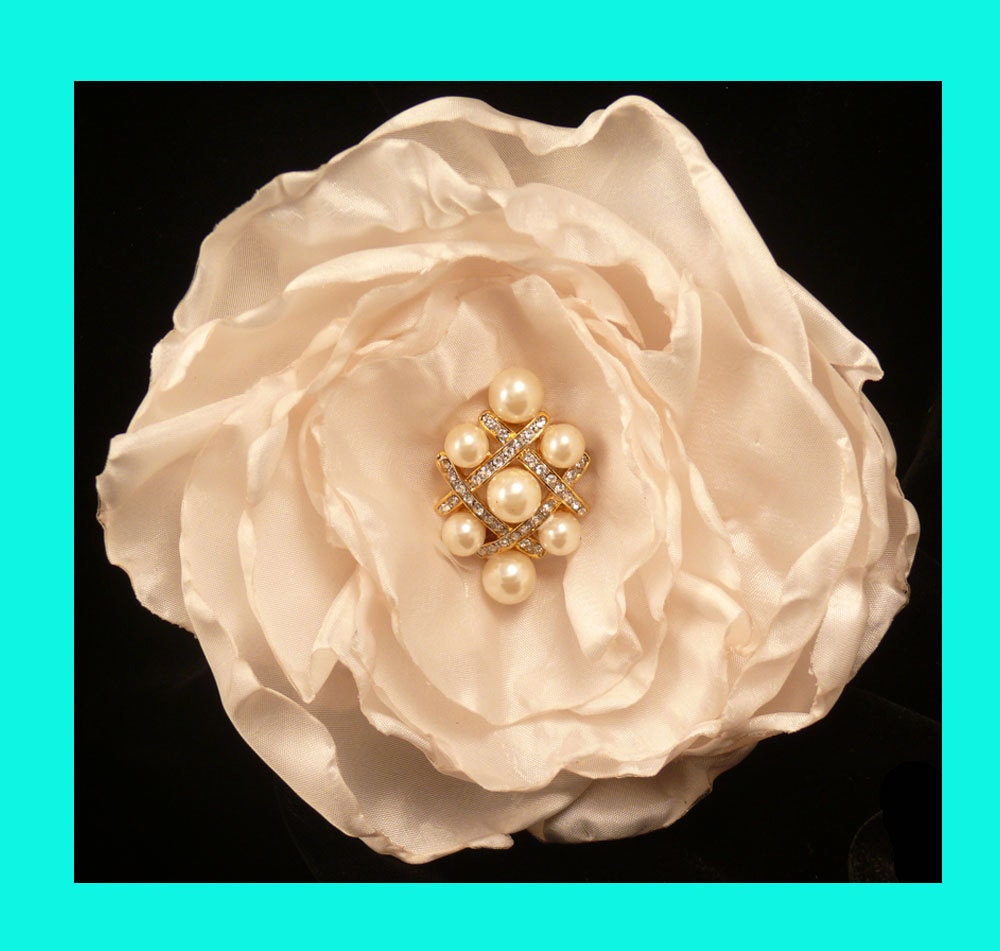 Bridal Hair Flower Comb Clip Fascinator Wedding Brooch Pin Pearl Champagne