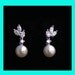 Wedding Bridal Earrings Cubic Zirconia Silver Pearl for Bride or Bridesmaids