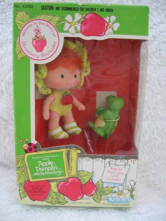 SALE Strawberry Shortcake Apple Dumplin with Pet Tea Time Turtle-Vintage Kenner 80's