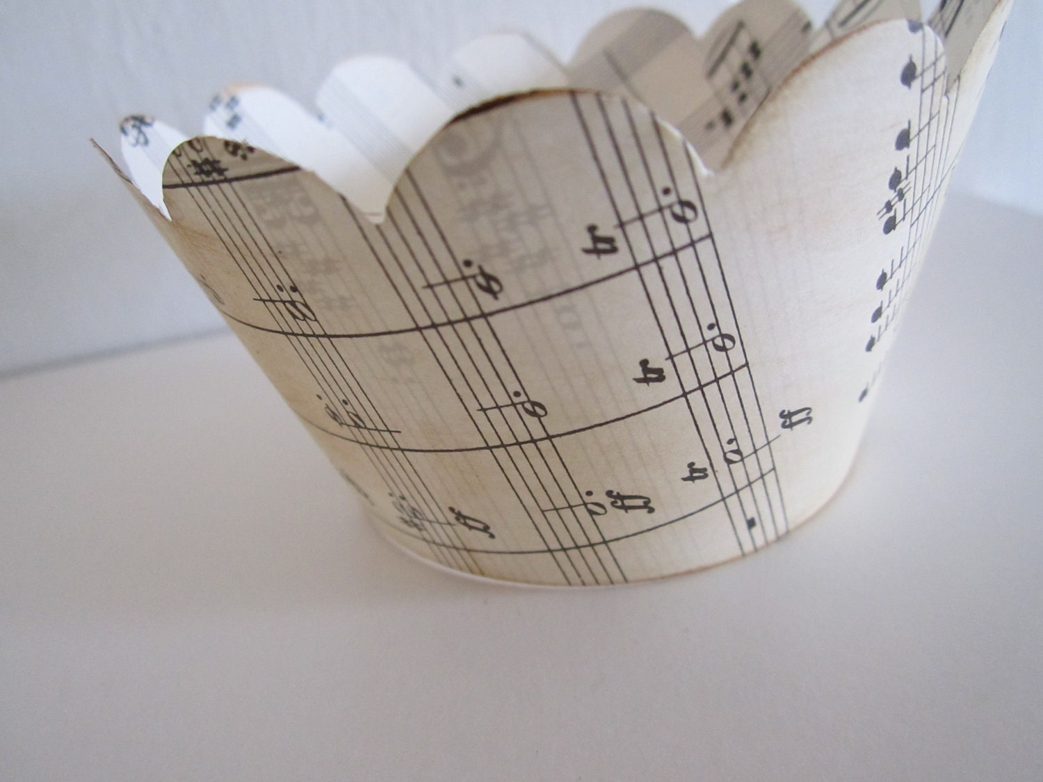 Cupcake, Wrappers, Vintage, Music, Tea Stained, New Years Party, Black and White, Aged-Look, Sheet Music, Shabby Chic, Handmade Wedding