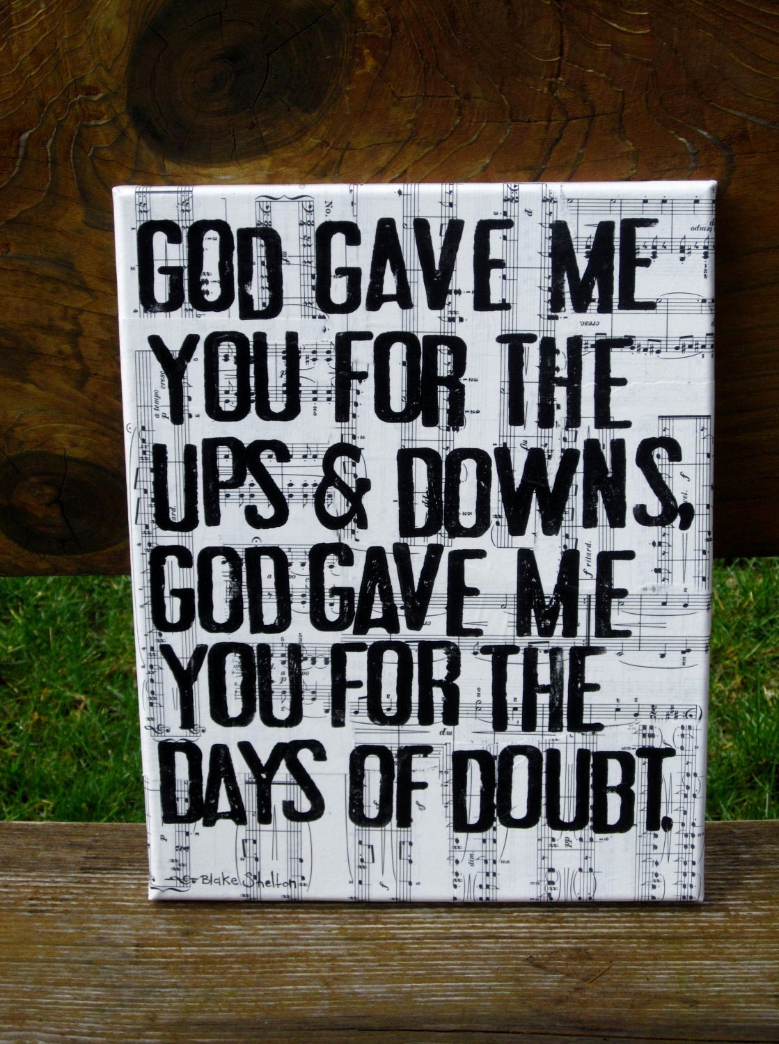 11x14 "God gave me you" Blake Shelton - Lyrics, urban word art