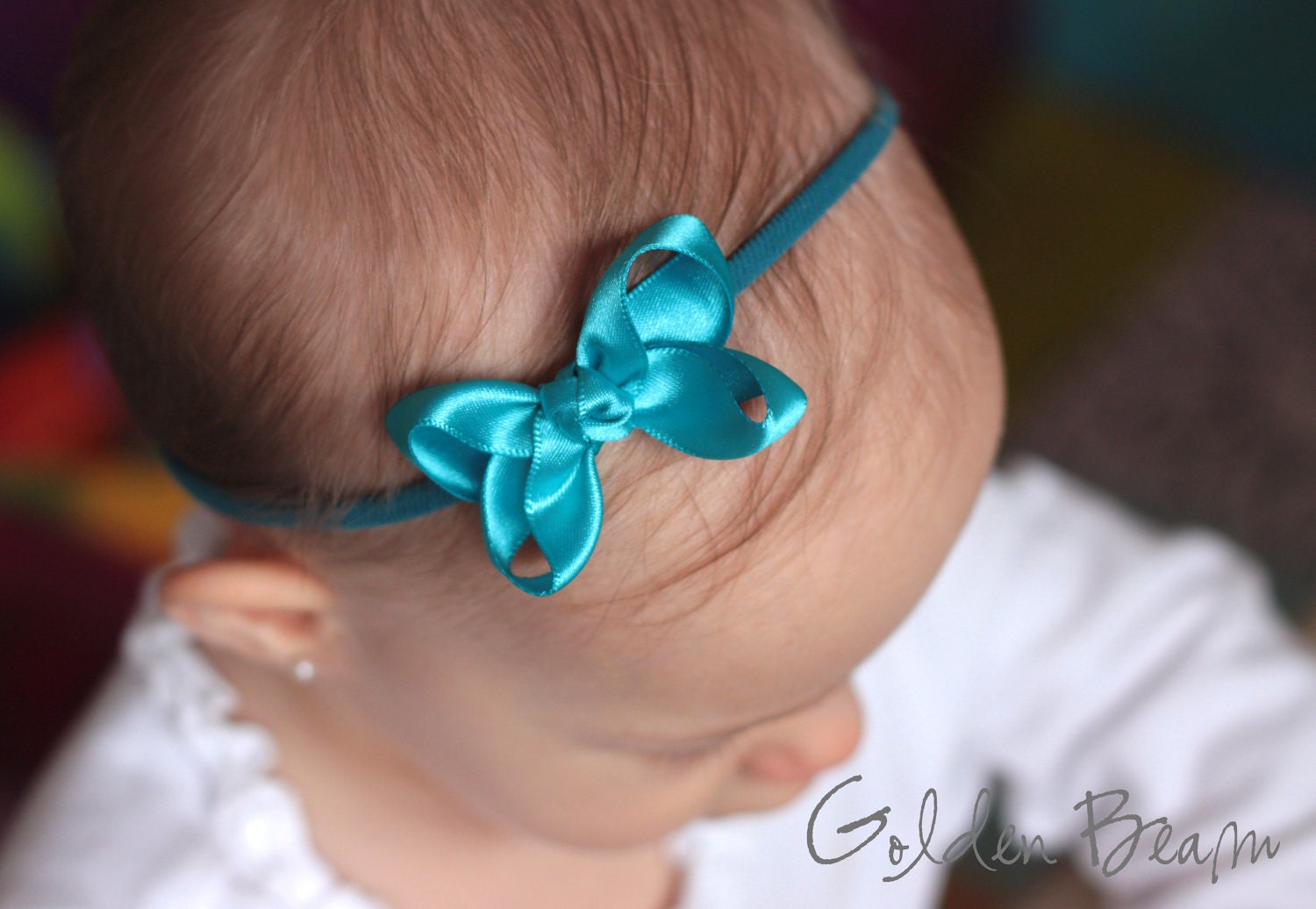 Baby girl Bows - Turquoise Boutique Bow Handmade Headband