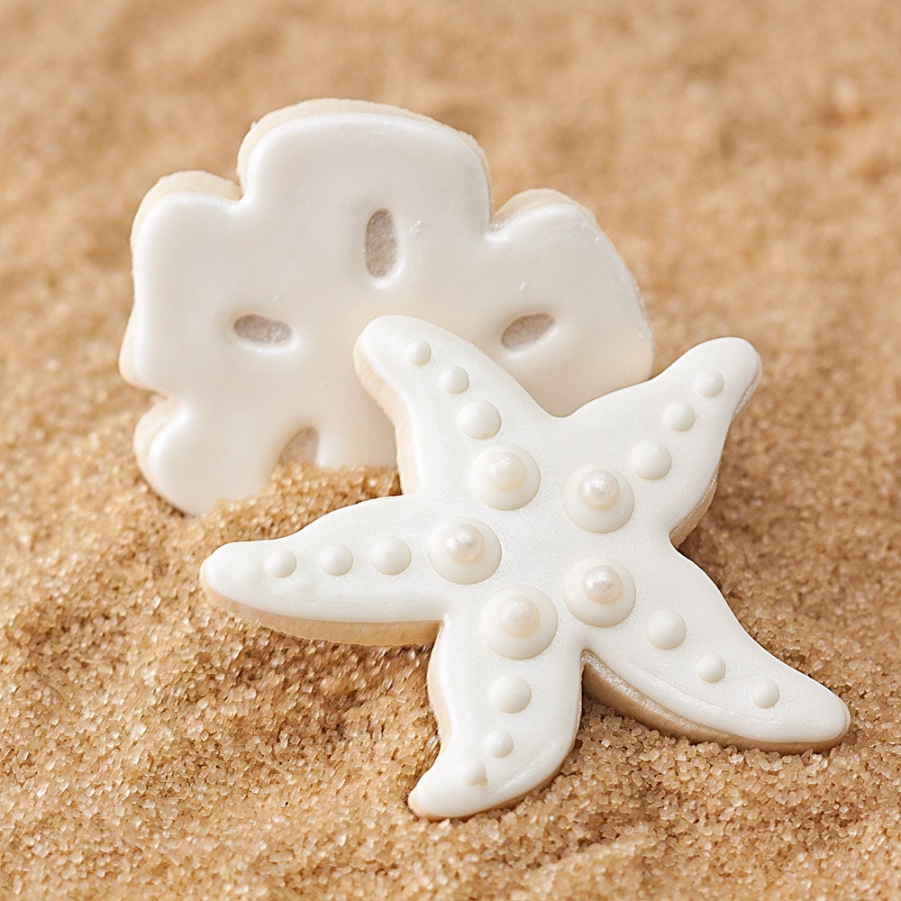 Aqua Mint Starfish Beach Wedding Cookie Favors // 1 doz. // Wedding Favors // Bridal Shower Favors // Star Fish Birthday Party Favors