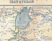 Map Central Asia Iran and Turan 1912 Vintage, Stieler Home Decor Wall Hanging