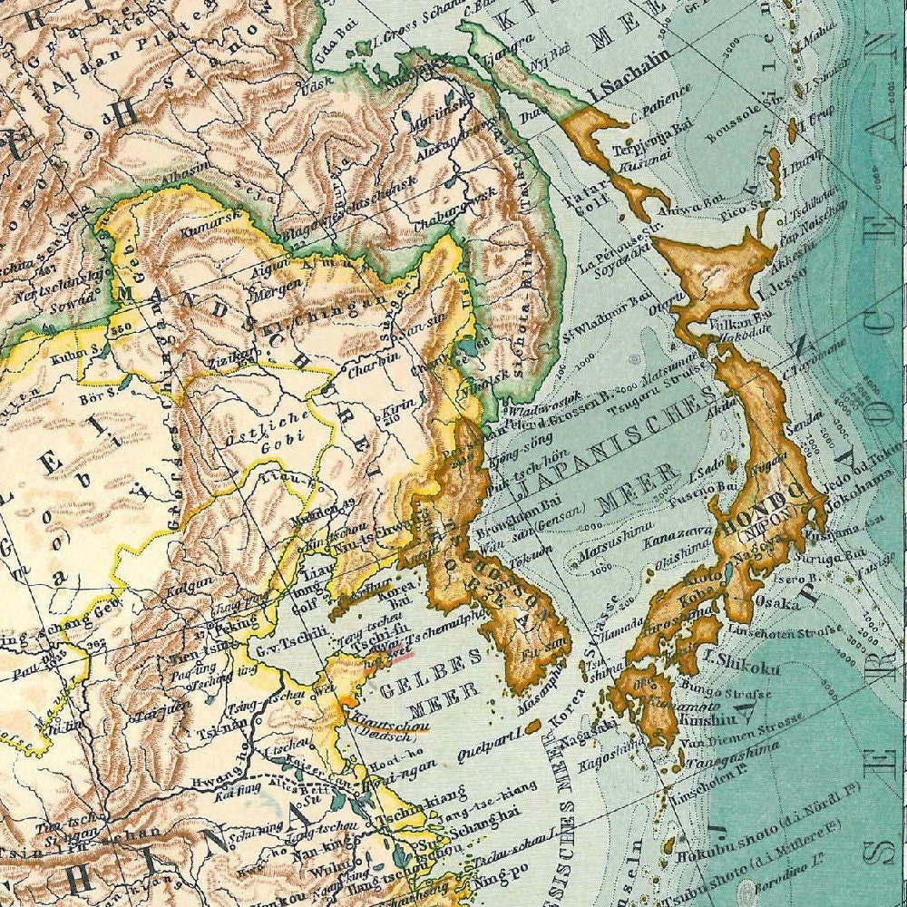 Asia Antique Map 1912 Stieler