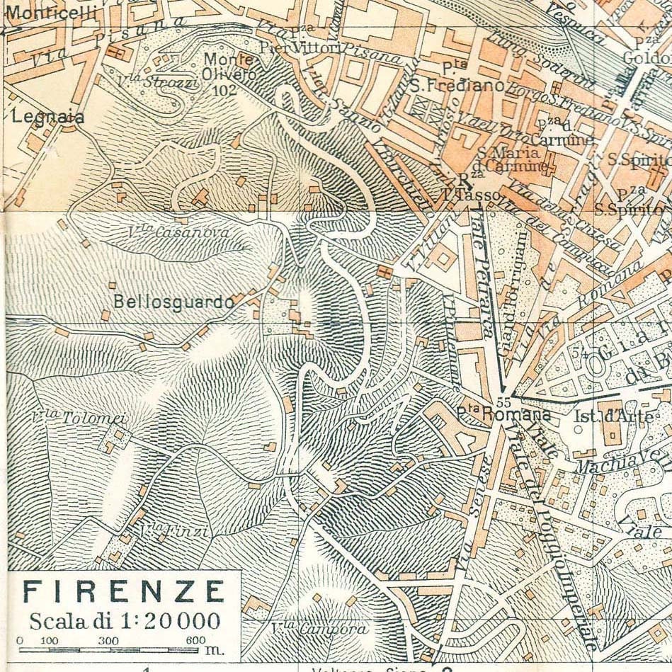 City Map Florence, Italy 1949