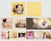 Sunshine- 3x3 Mini Accordion Book PSD Photoshop Album Template INSTANT DOWNLOAD