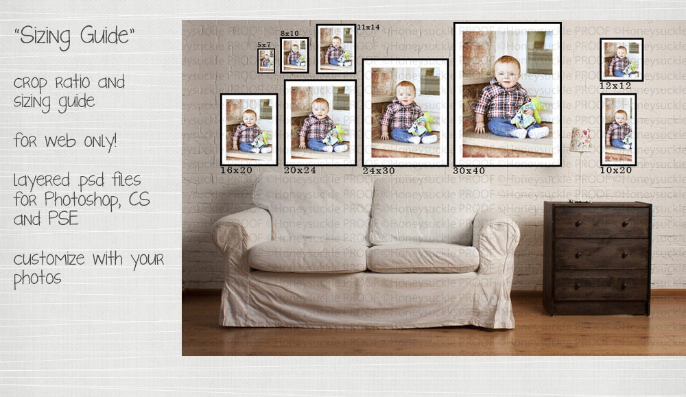 Crop Ratio and Sizing Guide - Web Size Client Card Photo PSD Photoshop INSTANT DOWNLOAD
