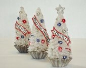 Memorial Day / 4th of July Patriotic Tree - Decoration - Red, White and Blue Glass Glitter