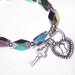 Silver Bracelet Lock and Key Charm Iridescent & Silver Jewelry Girls Jewellery Extender Chain