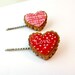 Childrens Hair Accessories Heart Hairpins Love and Plaid Red White Pink Girls Hair Pins Bobby Pins Brass Valentine