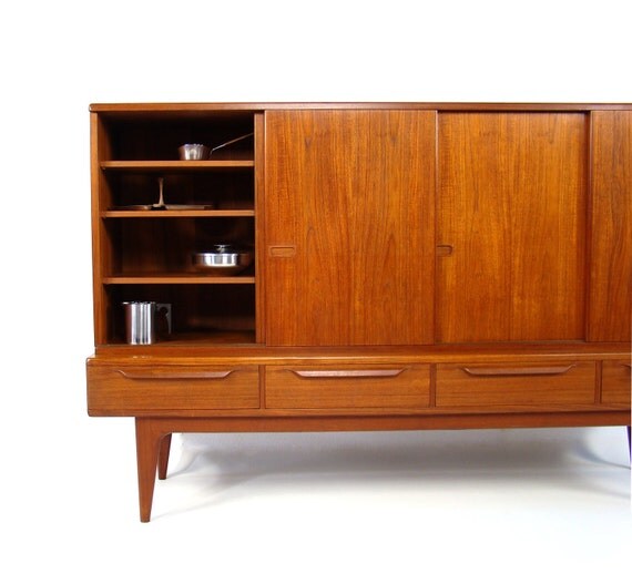 Mid Century Danish Teak Highboard Sideboard Storage 1960's Retro
