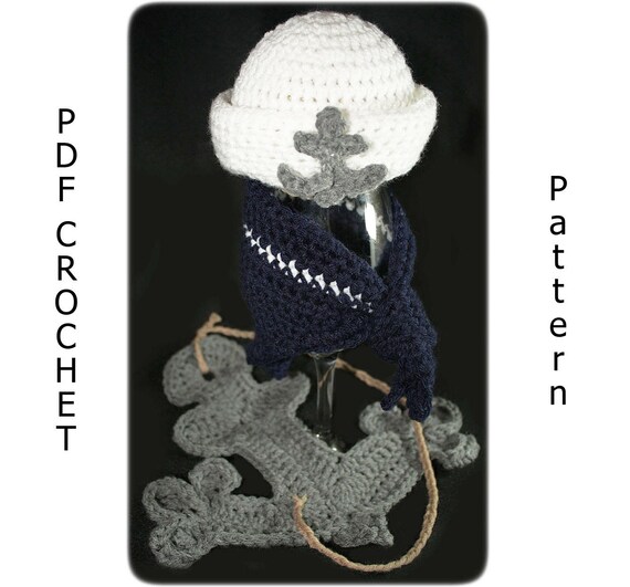 Black Friday - Sailor Cape Set - Kerchief, Sailor Cap and Anchor Cape with Rope - PDF Crochet Pattern